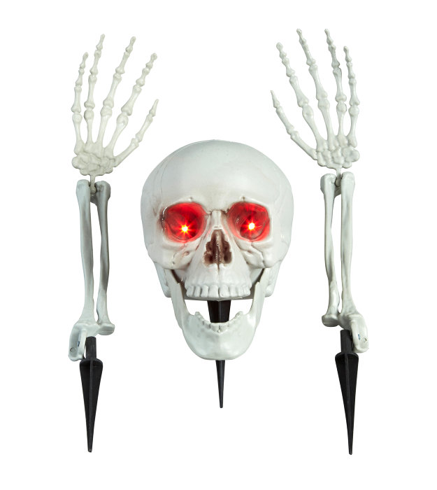 Hodeskalle med løse skjeletthender - 48 cm